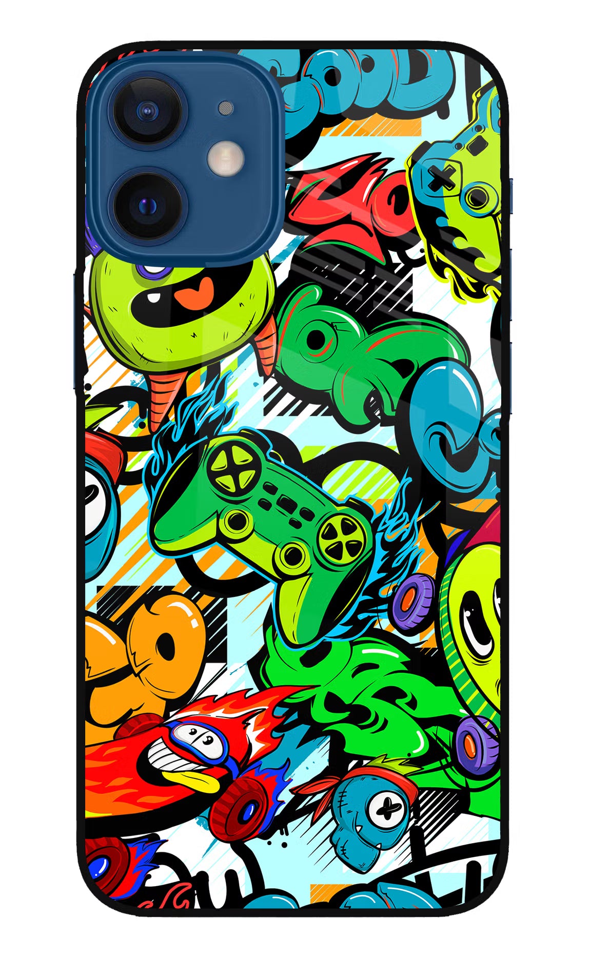 Game Doodle iPhone 12 Mini Glass Case Back Cover by Casekaro
