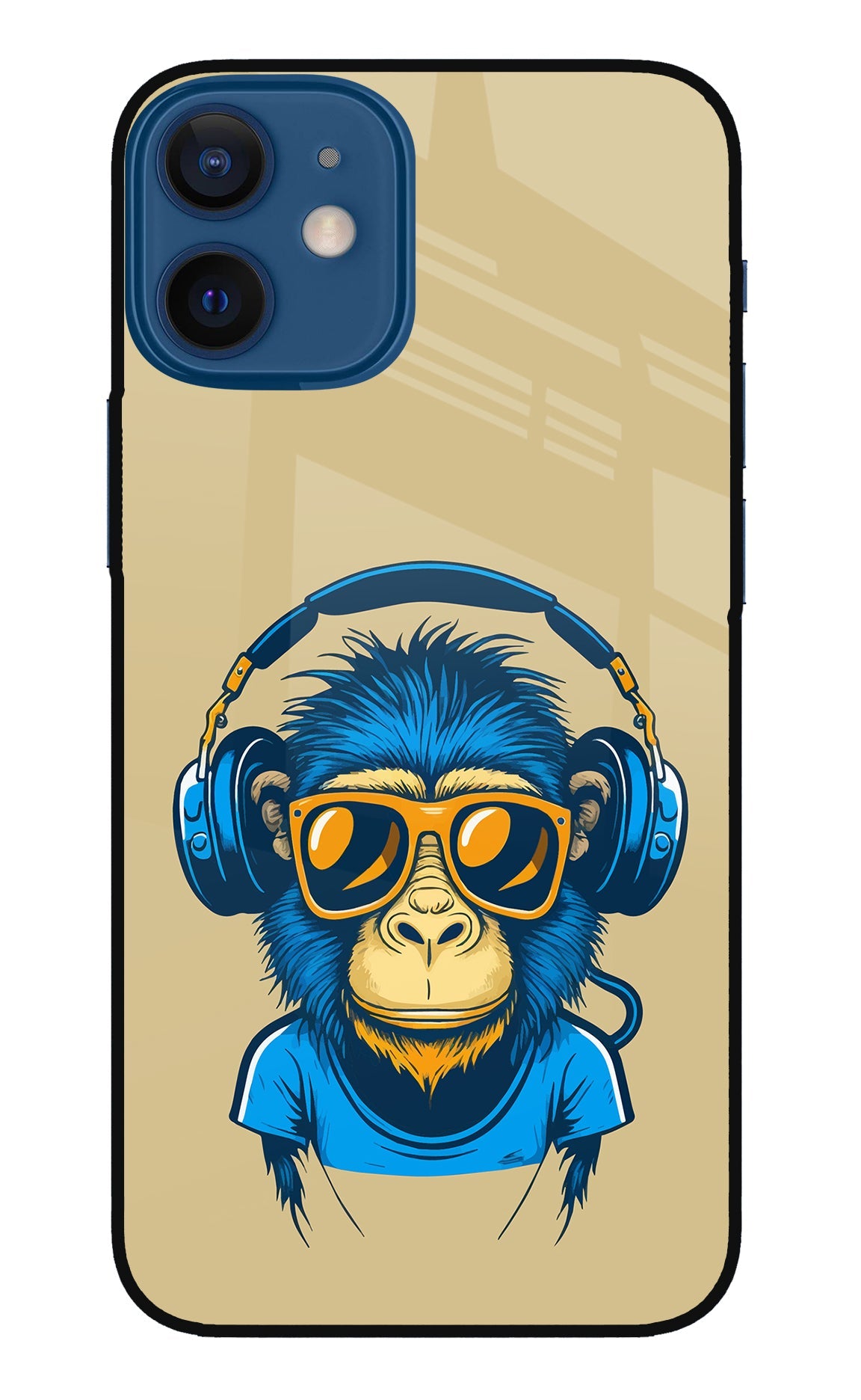 Monkey Headphone iPhone 12 Mini Glass Case