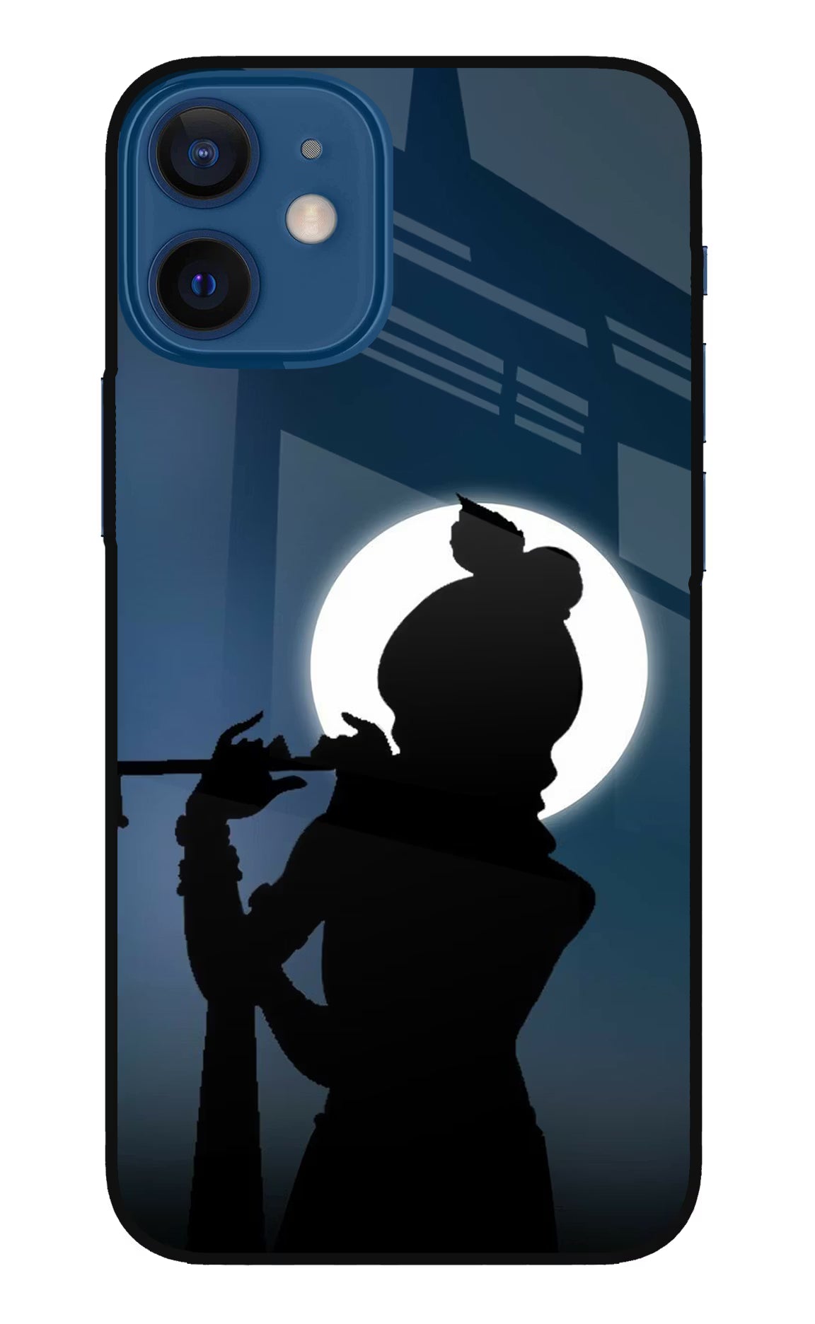 Shri Krishna Silhouette iPhone 12 Mini Glass Case Back Cover by Casekaro