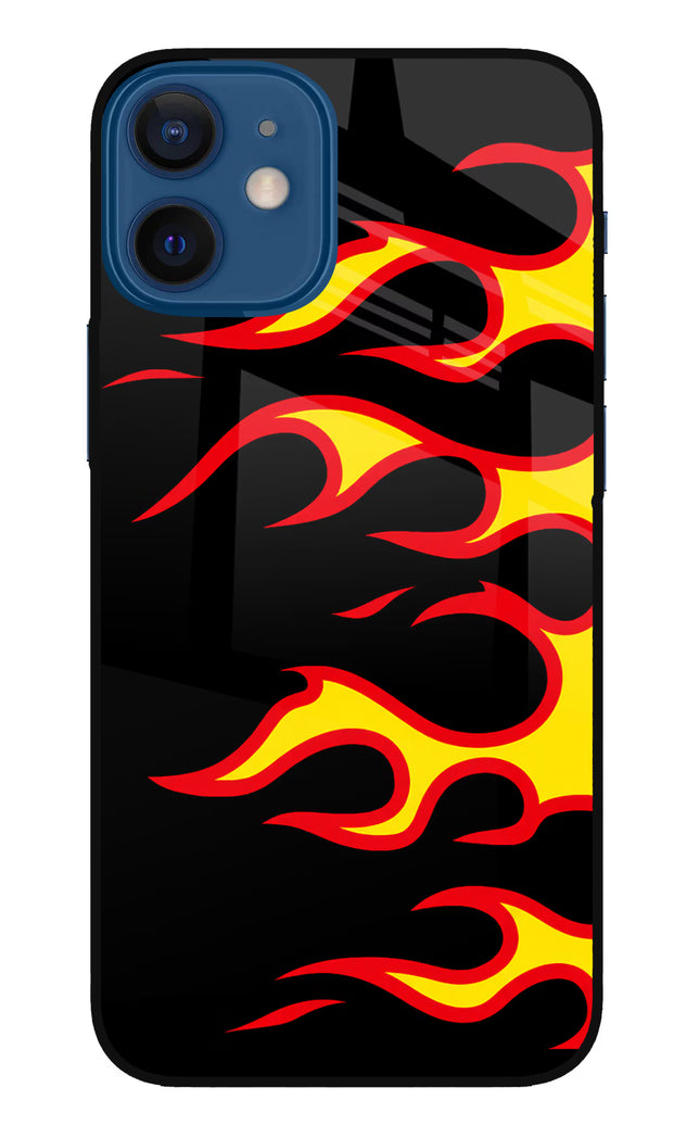 Side Sweep Flames iPhone 12 Mini Glass Case