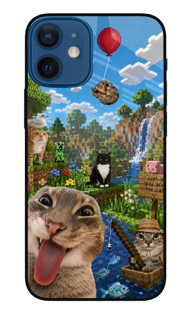 Minecraft Cat Chaos iPhone 12 Mini Glass Case