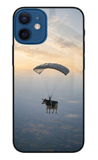Skydiving Cow iPhone 12 Mini Glass Case
