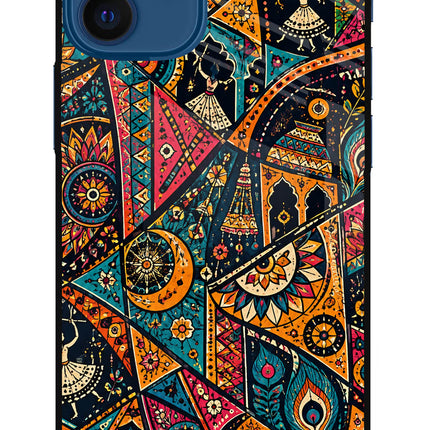 Folk Print iPhone 12 Mini Glass Case