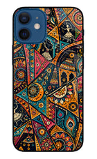 Folk Print iPhone 12 Mini Glass Case