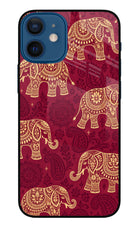 Maroon Elephant iPhone 12 Mini Glass Case