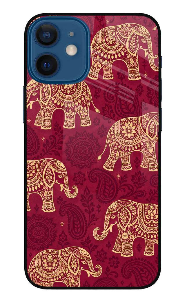 Maroon Elephant iPhone 12 Mini Glass Case