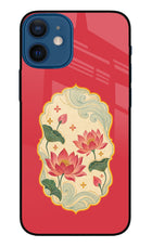 Pink Lotus iPhone 12 Mini Glass Case Back Cover by Casekaro