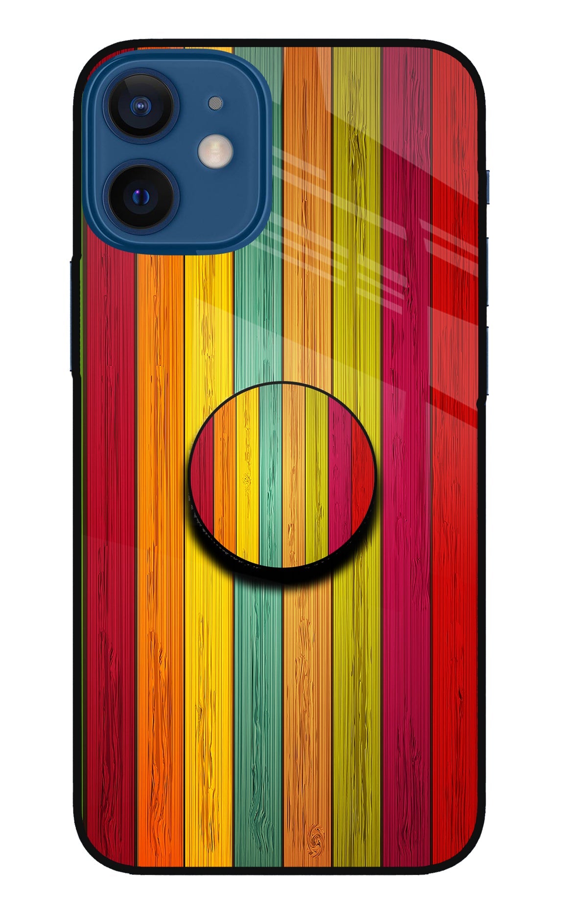 Multicolor Wooden iPhone 12 Mini Glass Case