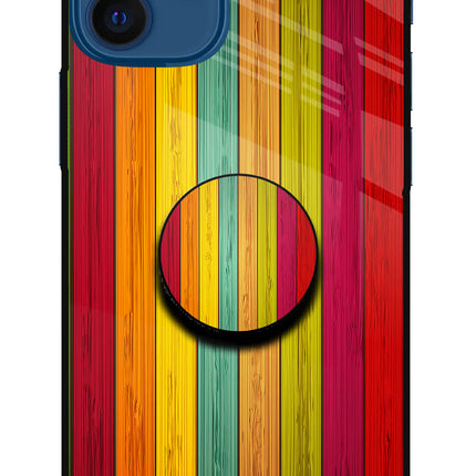 Multicolor Wooden iPhone 12 Mini Glass Case