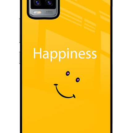 Happiness With Smiley Vivo V20 Glass Case Back Cover by Casekaro