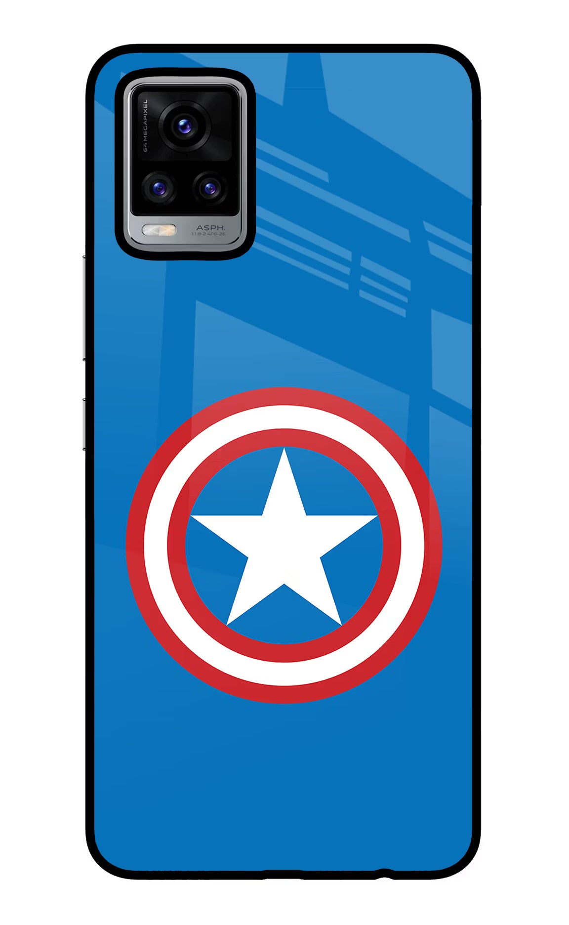 Captain America Logo Vivo V20 Glass Case Back Cover by Casekaro