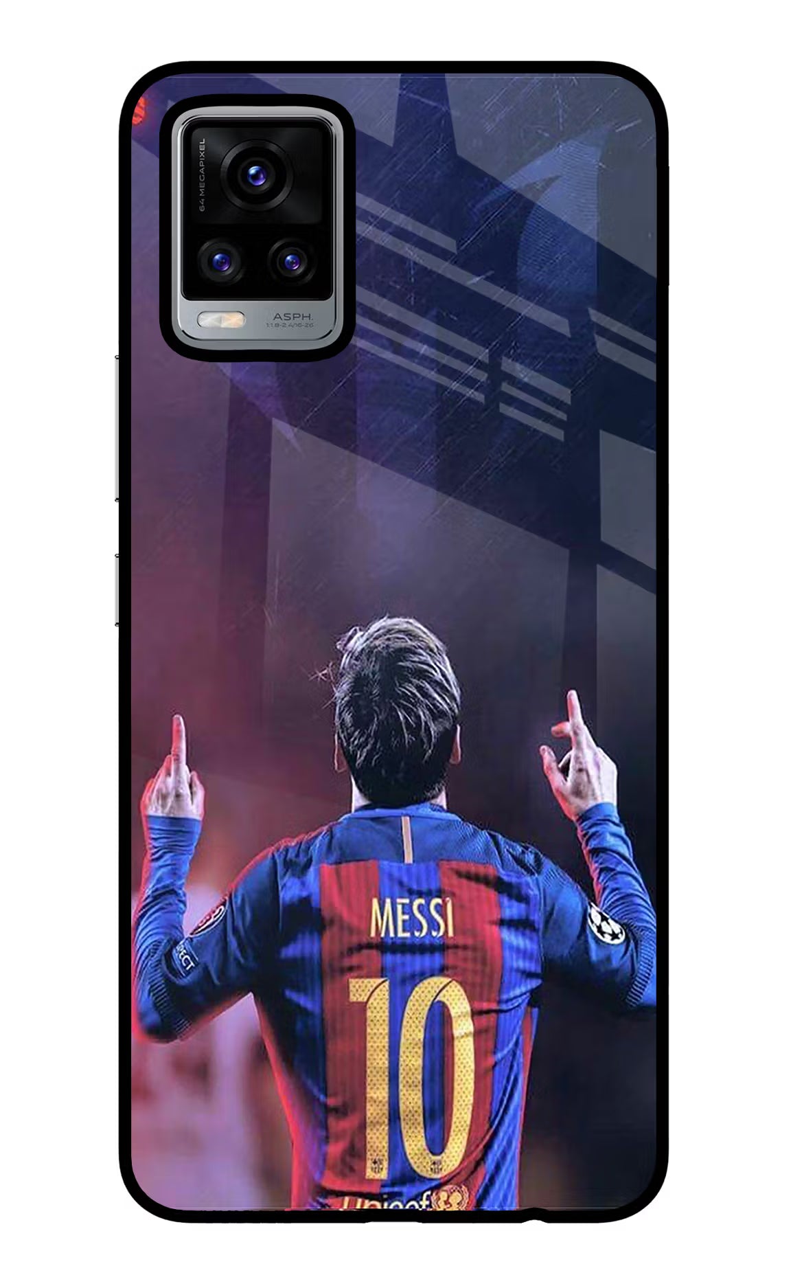 Messi Vivo V20 Glass Case Back Cover by Casekaro