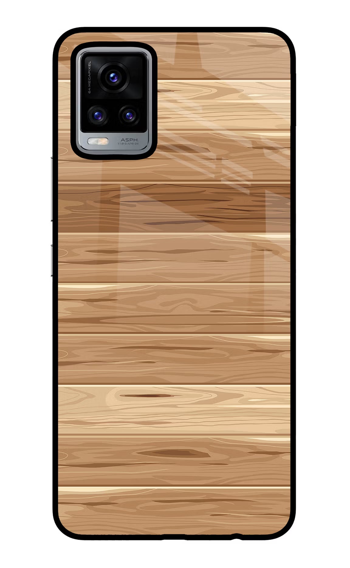 Wooden Vector Vivo V20 Glass Case Back Cover by Casekaro