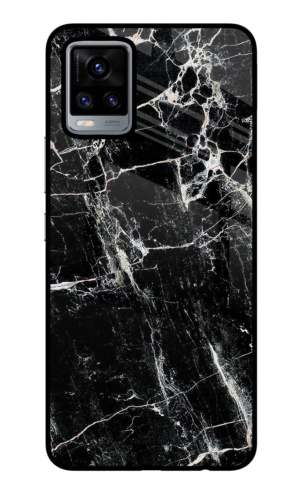 Black Marble Texture Vivo V20 Glass Case