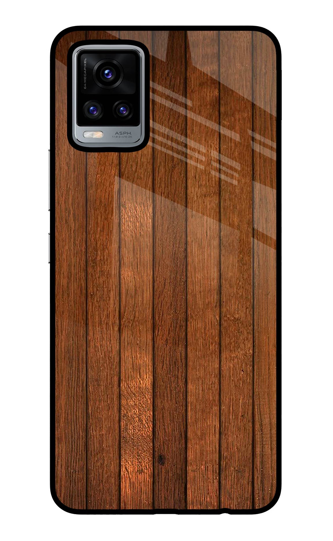 Wooden Artwork Bands Vivo V20 Glass Case