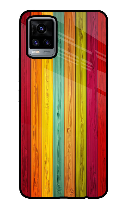 Multicolor Wooden Vivo V20 Glass Case