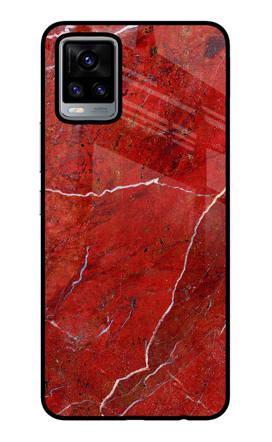 Red Marble Design Vivo V20 Glass Case