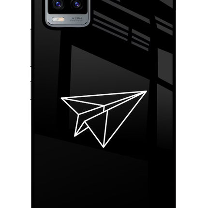 Paper Plane White Vivo V20 Glass Case Back Cover by Casekaro