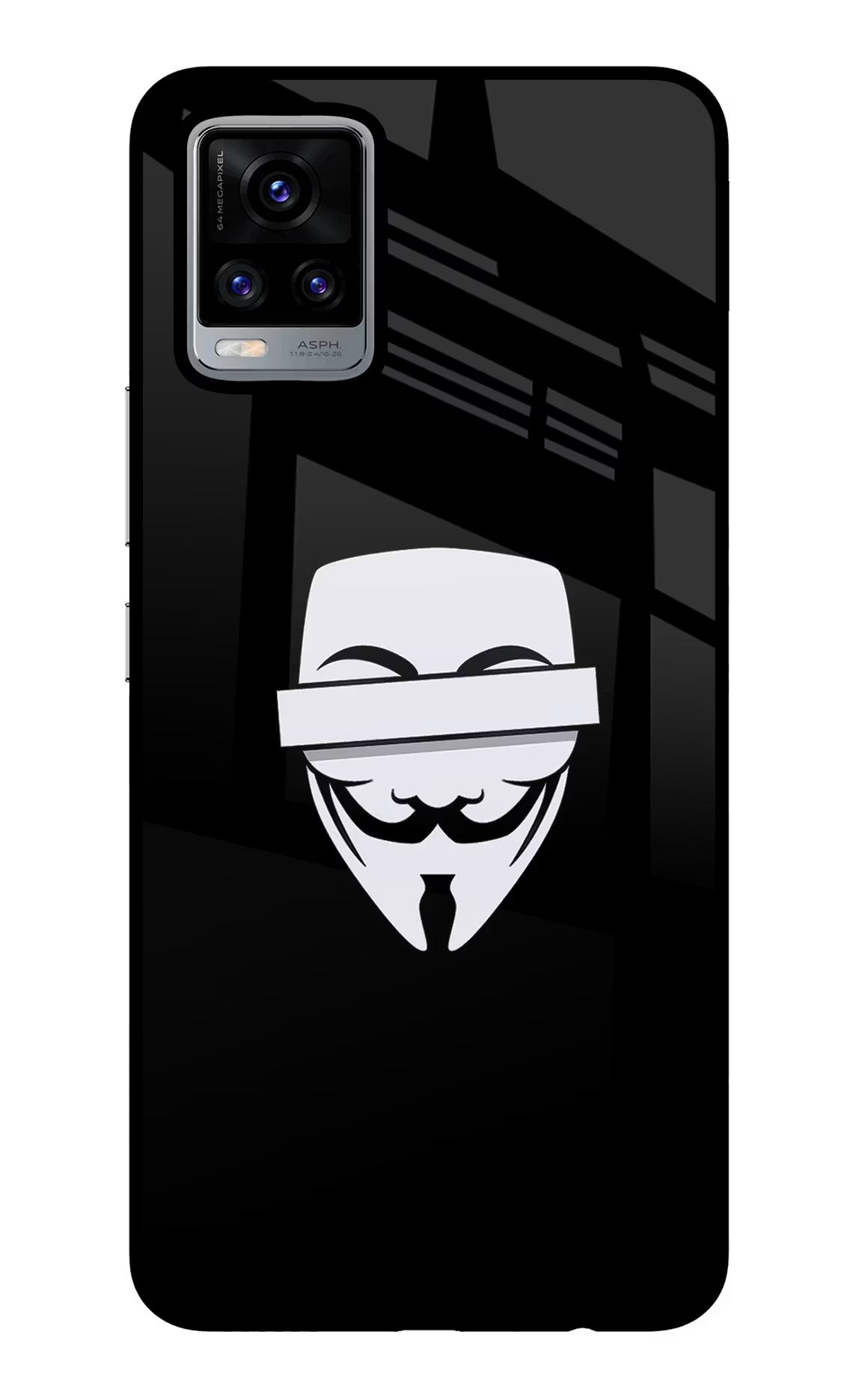 Anonymous Face Vivo V20 Glass Case Back Cover by Casekaro