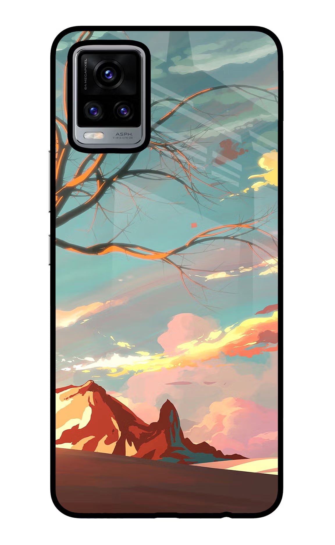Scenery Vivo V20 Glass Case Back Cover by Casekaro
