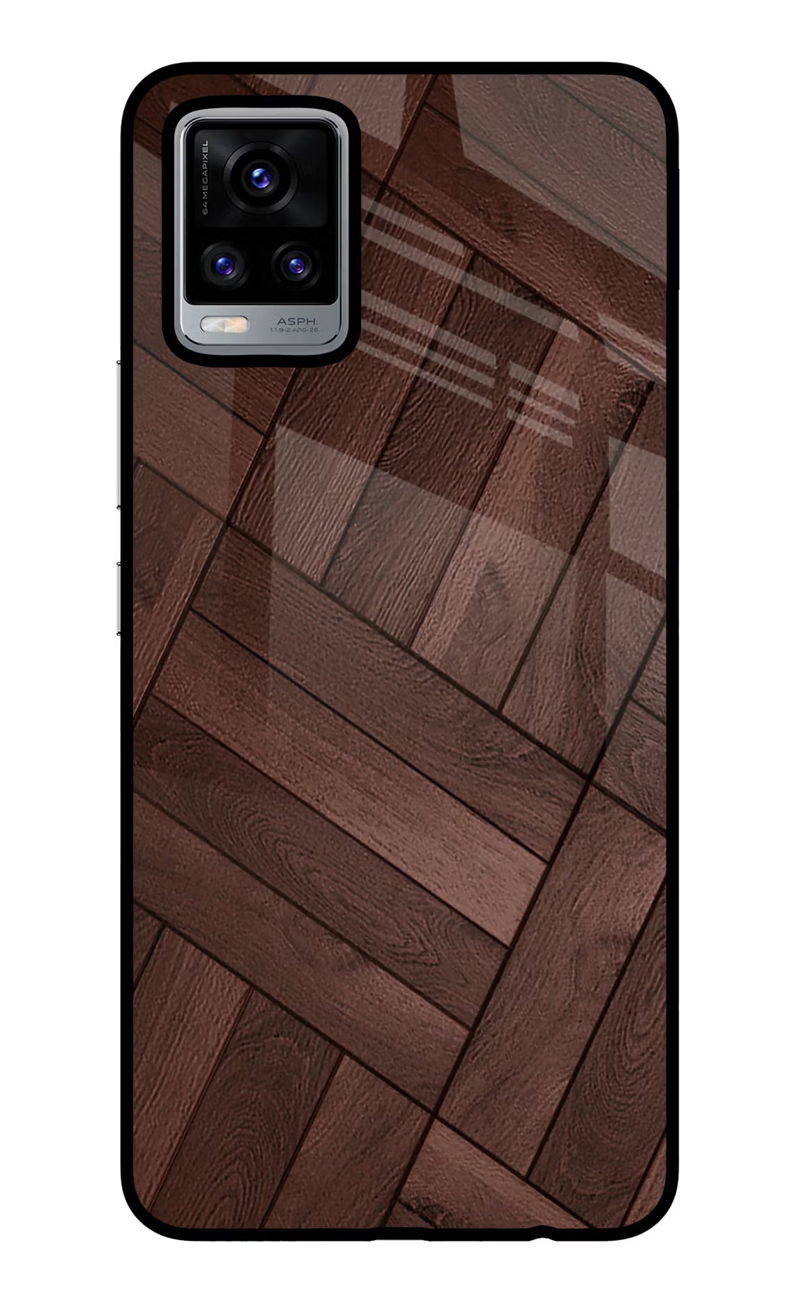 Wooden Texture Design Vivo V20 Glass Case Back Cover by Casekaro