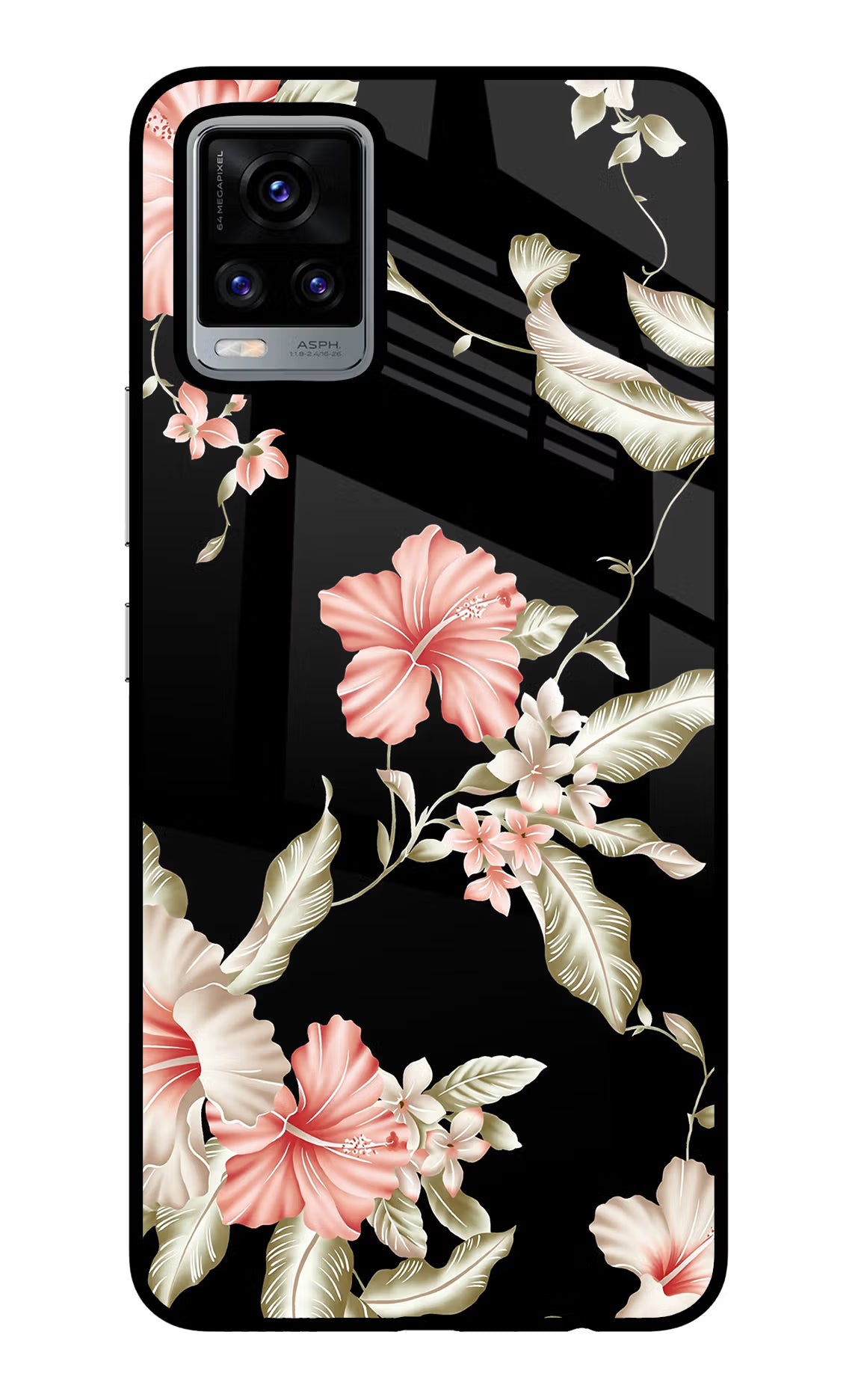 Flowers Vivo V20 Glass Case Back Cover by Casekaro