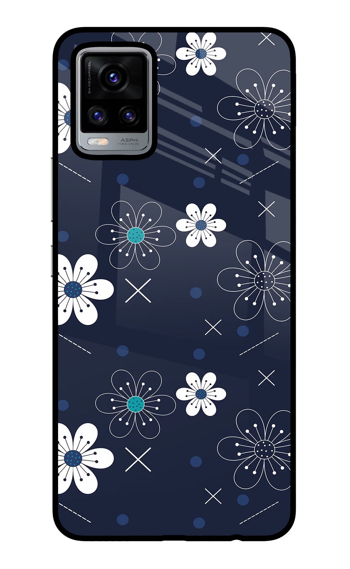 Flowers Vivo V20 Glass Case Back Cover by Casekaro