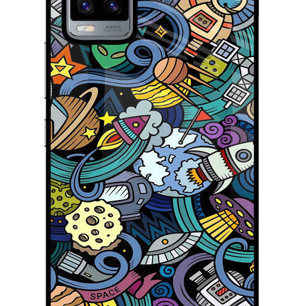 Space Abstract Vivo V20 Glass Case Back Cover by Casekaro