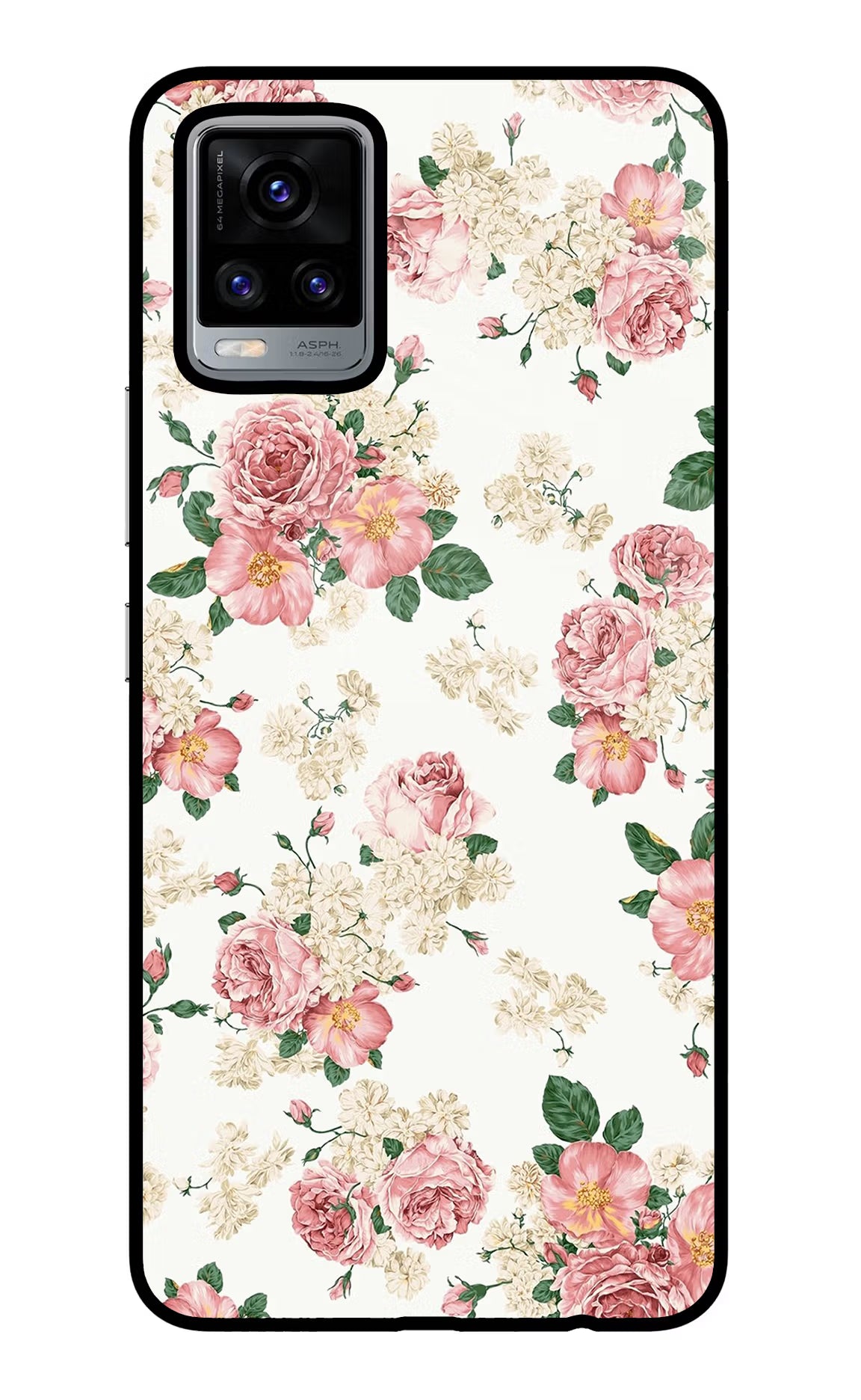 Flowers Vivo V20 Glass Case Back Cover by Casekaro