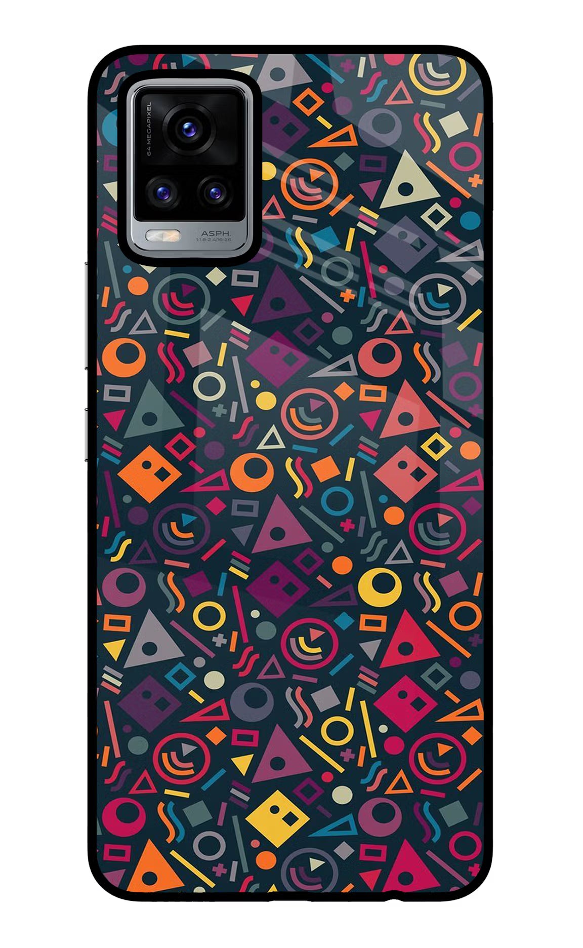 Geometric Abstract Vivo V20 Glass Case Back Cover by Casekaro