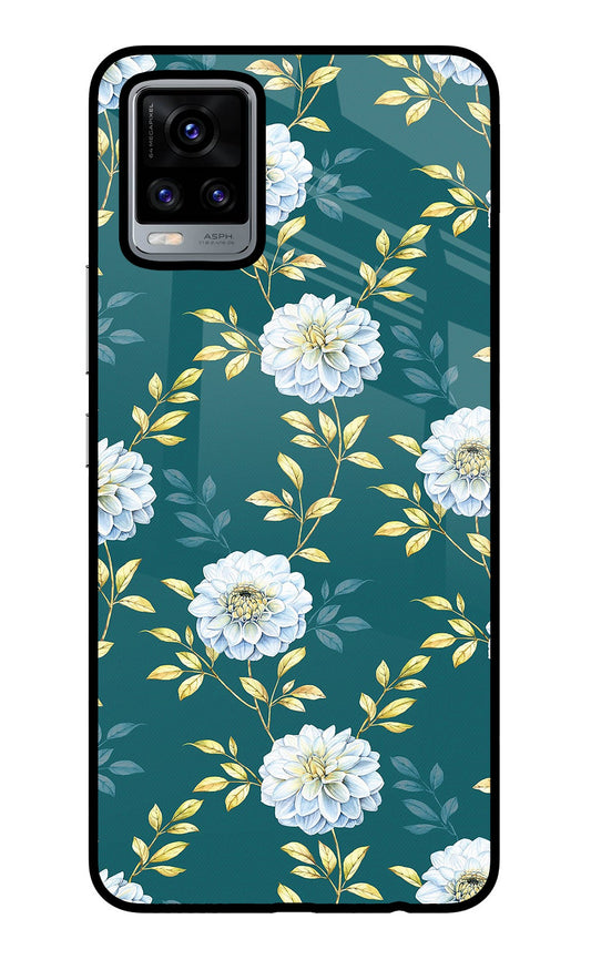 Flowers Vivo V20 Glass Case