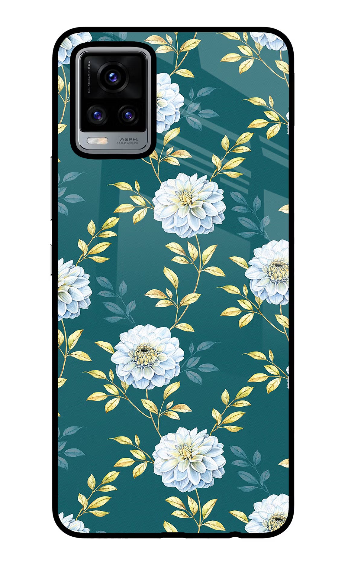 Flowers Vivo V20 Glass Case Back Cover by Casekaro