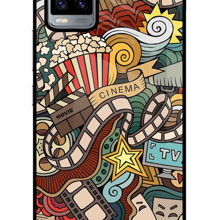 Cinema Abstract Vivo V20 Glass Case Back Cover by Casekaro