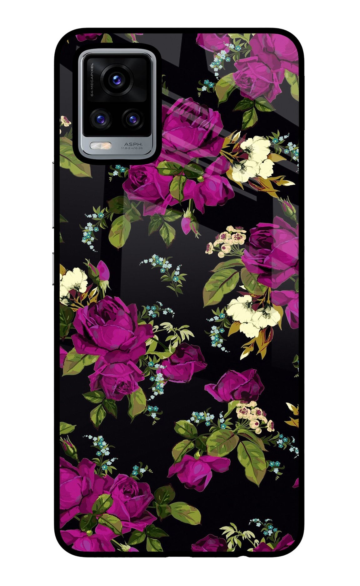 Flowers Vivo V20 Glass Case