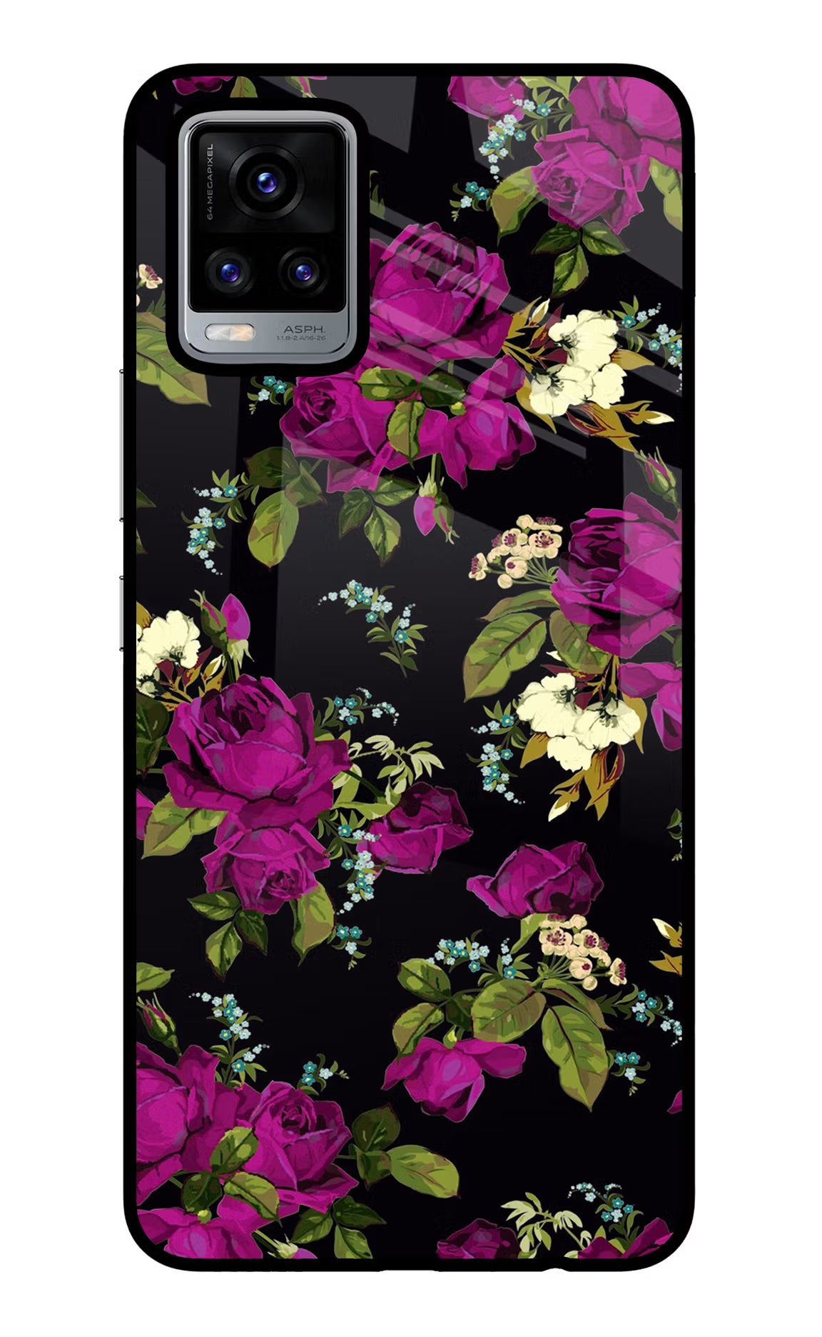 Flowers Vivo V20 Glass Case Back Cover by Casekaro