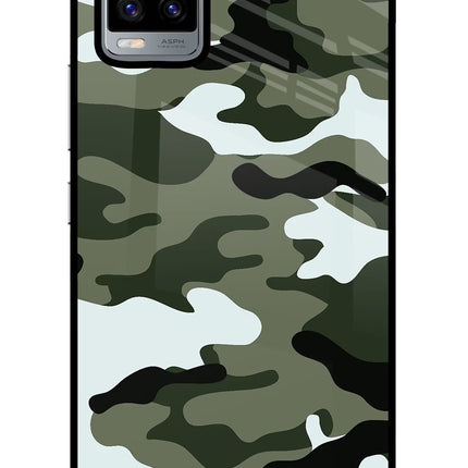 Camouflage Vivo V20 Glass Case Back Cover by Casekaro