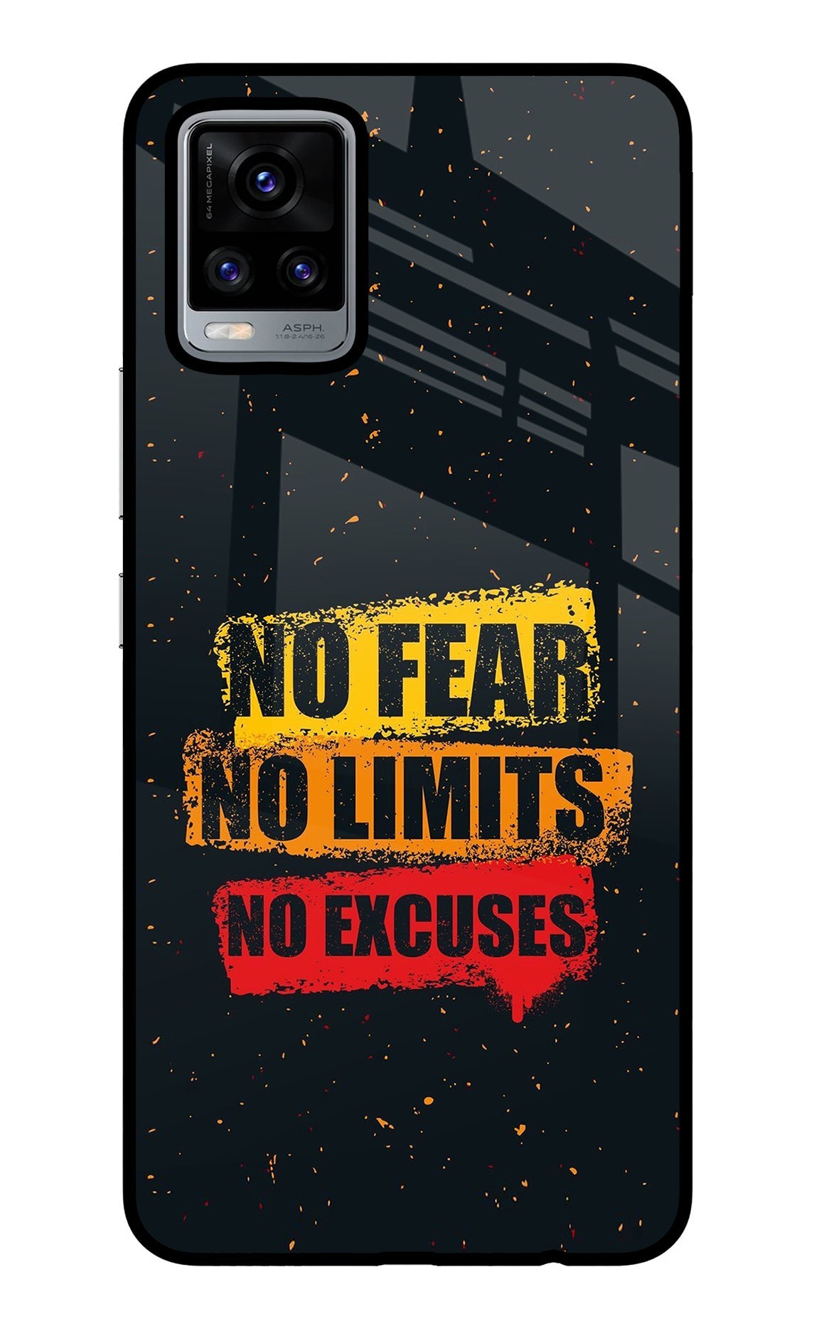 No Fear No Limits No Excuse Vivo V20 Glass Case