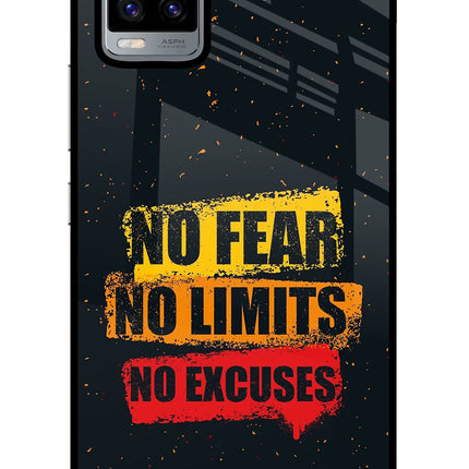 No Fear No Limits No Excuse Vivo V20 Glass Case Back Cover by Casekaro