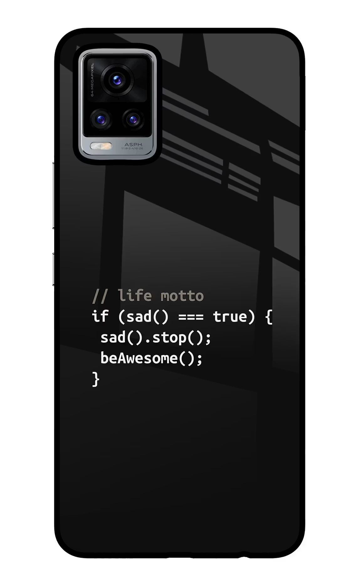 Life Motto Code Vivo V20 Glass Case Back Cover by Casekaro
