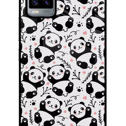 Cute Panda Vivo V20 Glass Case Back Cover by Casekaro