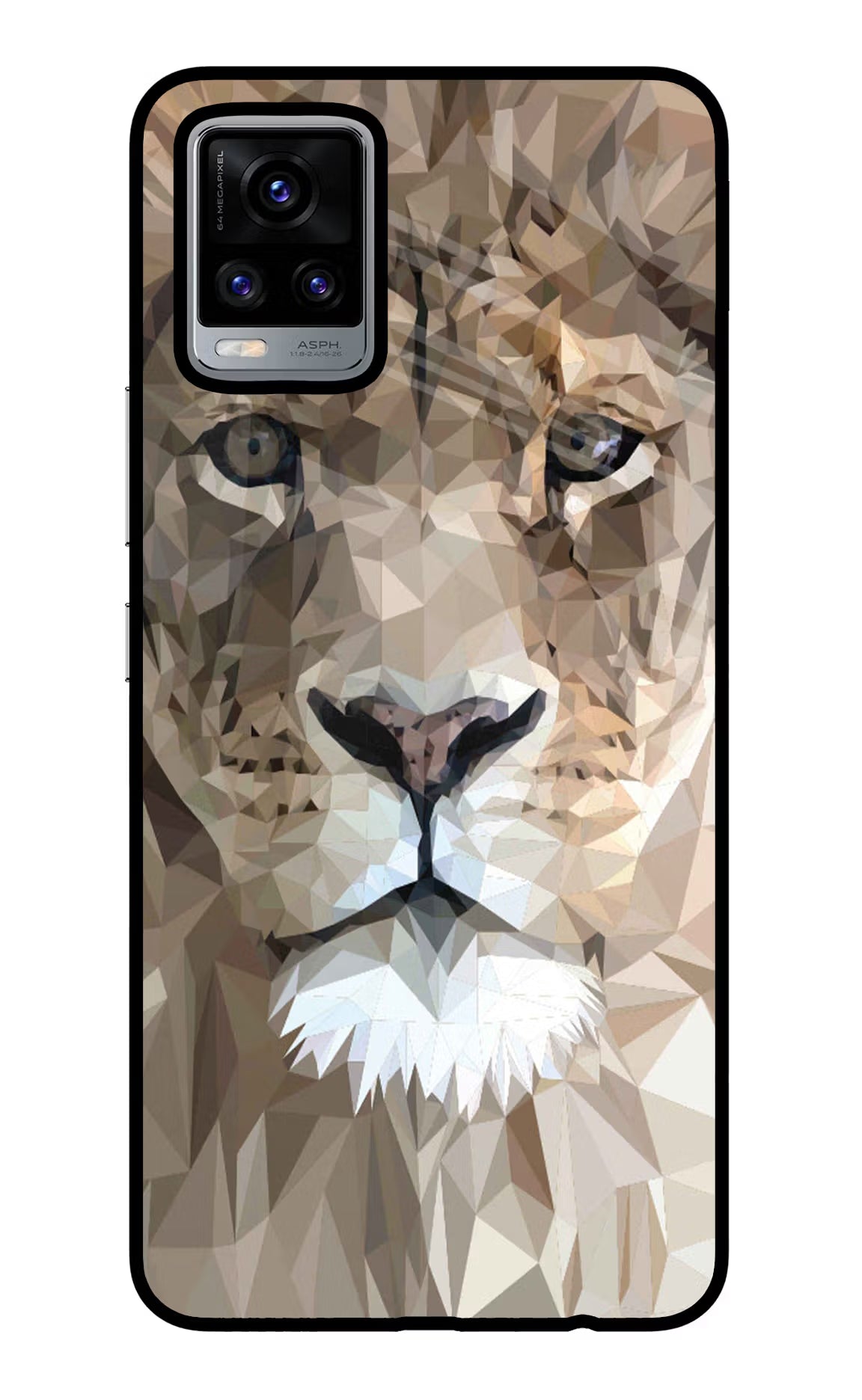 Lion Art Vivo V20 Glass Case Back Cover by Casekaro