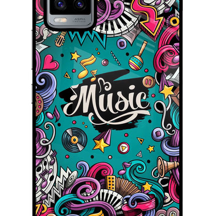 Music Graffiti Vivo V20 Glass Case Back Cover by Casekaro