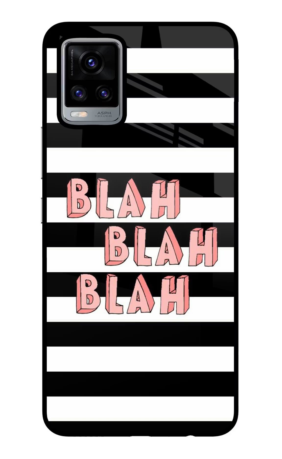 Blah Blah Blah Vivo V20 Glass Case Back Cover by Casekaro