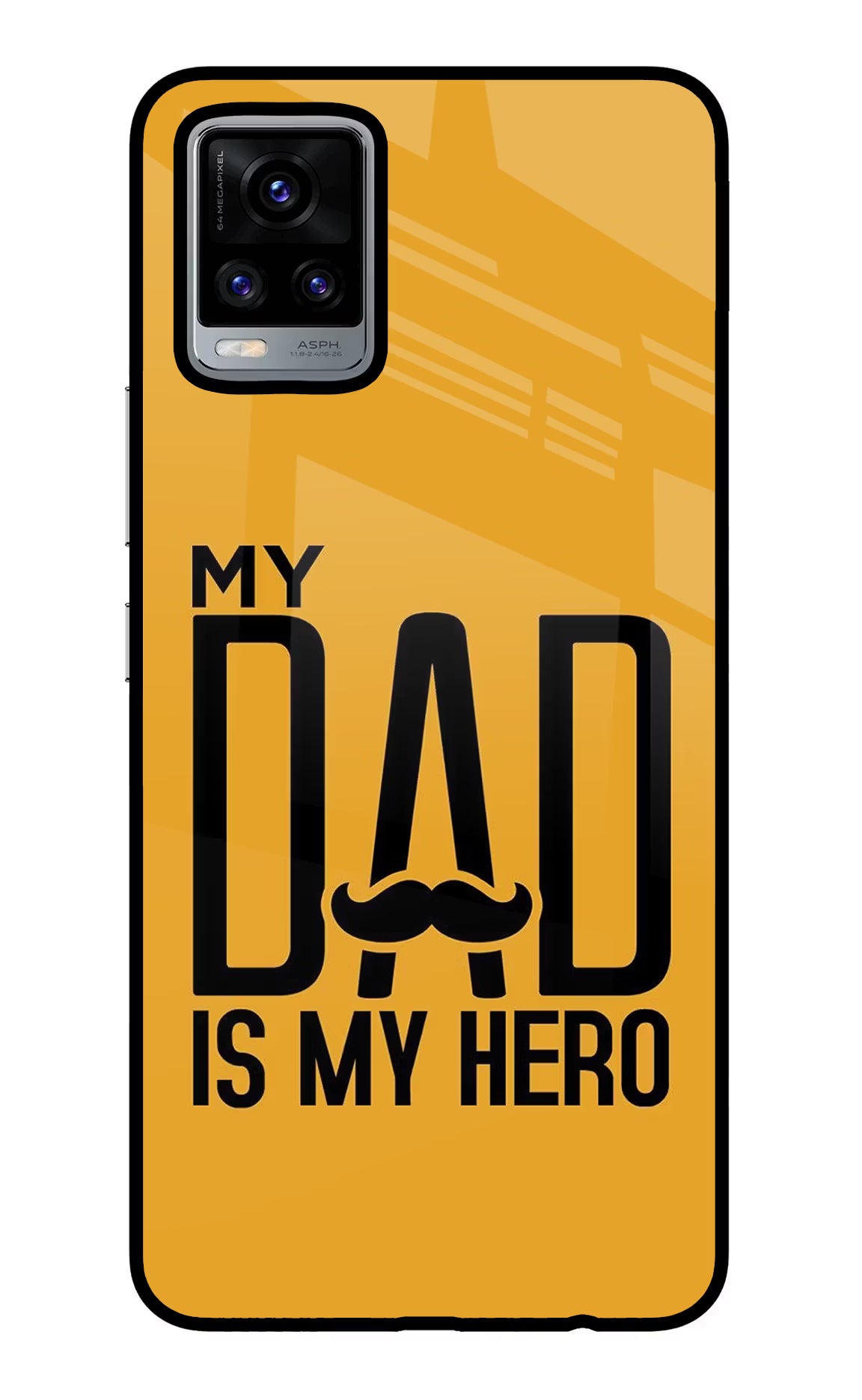 My Dad Is My Hero Vivo V20 Glass Case Back Cover by Casekaro