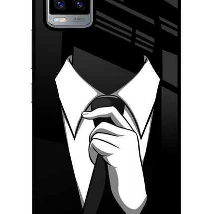 Black Tie Vivo V20 Glass Case Back Cover by Casekaro