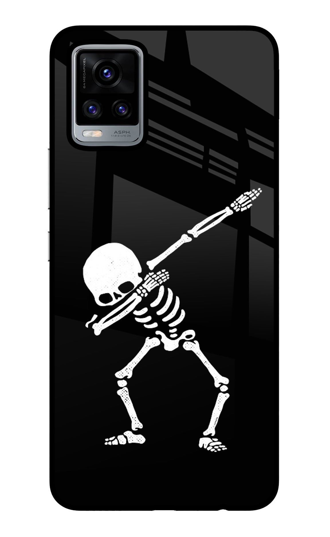 Dabbing Skeleton Art Vivo V20 Glass Case