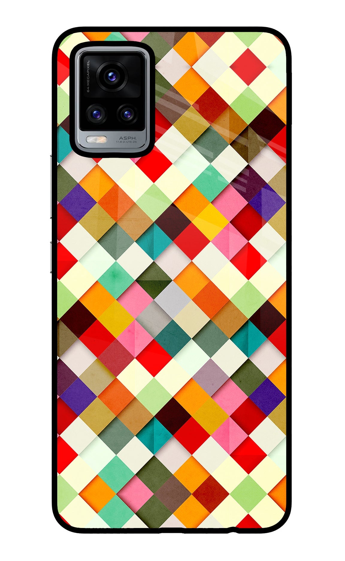 Geometric Abstract Colorful Vivo V20 Glass Case