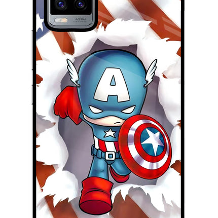 Captain America Vivo V20 Glass Case Back Cover by Casekaro