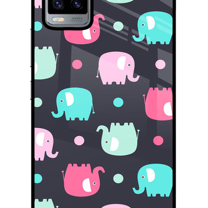 Elephants Vivo V20 Glass Case Back Cover by Casekaro