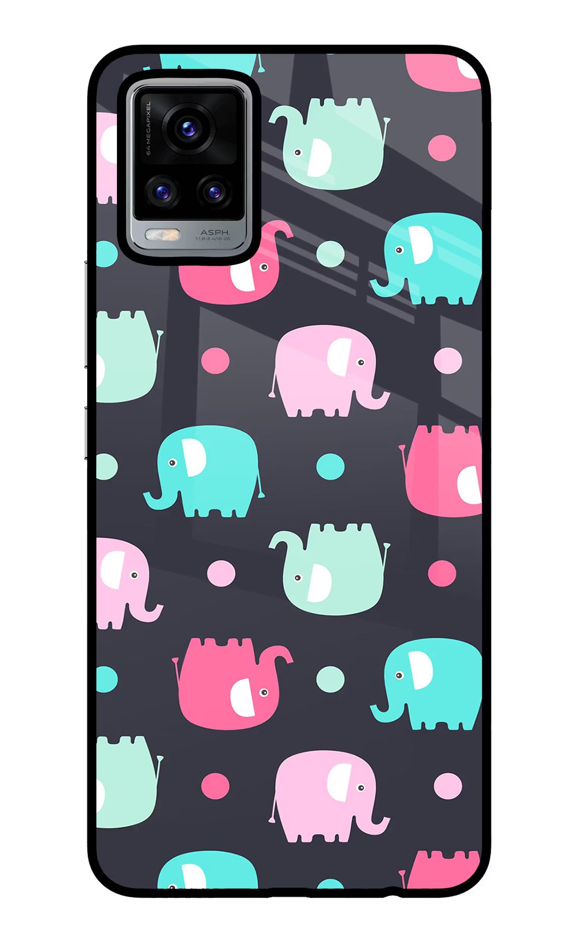 Elephants Vivo V20 Glass Case Back Cover by Casekaro